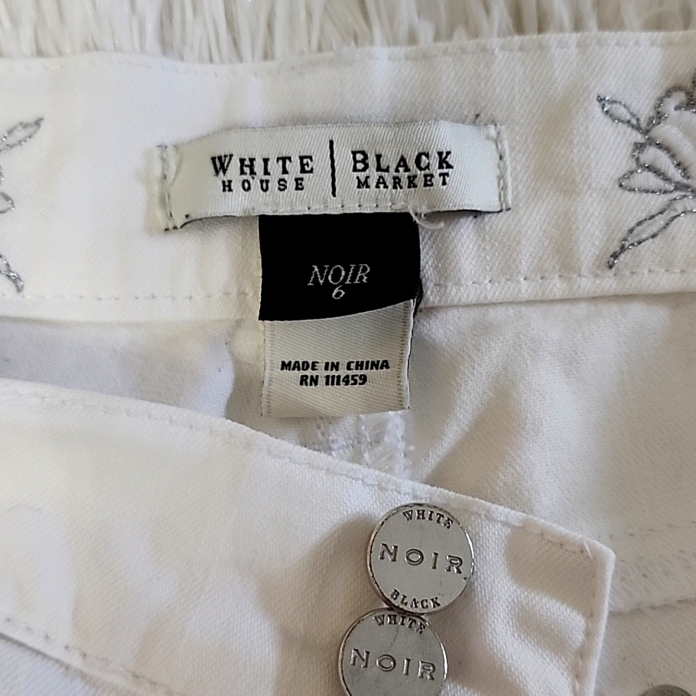 White House Black Market White Ankle Jeans with Silver Buttons